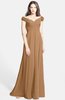 ColsBM Carolina Light Brown Gorgeous Fit-n-Flare Off-the-Shoulder Sleeveless Zip up Chiffon Bridesmaid Dresses