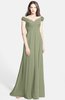 ColsBM Carolina Moss Green Gorgeous Fit-n-Flare Off-the-Shoulder Sleeveless Zip up Chiffon Bridesmaid Dresses