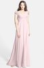 ColsBM Carolina Petal Pink Gorgeous Fit-n-Flare Off-the-Shoulder Sleeveless Zip up Chiffon Bridesmaid Dresses