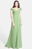 ColsBM Carolina Sage Green Gorgeous Fit-n-Flare Off-the-Shoulder Sleeveless Zip up Chiffon Bridesmaid Dresses