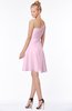 ColsBM Kennedi Baby Pink Romantic Fit-n-Flare One Shoulder Zip up Chiffon Knee Length Bridesmaid Dresses