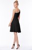 ColsBM Kennedi Black Romantic Fit-n-Flare One Shoulder Zip up Chiffon Knee Length Bridesmaid Dresses