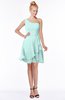 ColsBM Kennedi Blue Glass Romantic Fit-n-Flare One Shoulder Zip up Chiffon Knee Length Bridesmaid Dresses