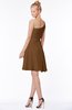ColsBM Kennedi Brown Romantic Fit-n-Flare One Shoulder Zip up Chiffon Knee Length Bridesmaid Dresses