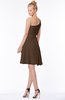 ColsBM Kennedi Chocolate Brown Romantic Fit-n-Flare One Shoulder Zip up Chiffon Knee Length Bridesmaid Dresses