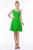 ColsBM Kennedi Classic Green Romantic Fit-n-Flare One Shoulder Zip up Chiffon Knee Length Bridesmaid Dresses