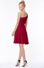 ColsBM Kennedi Dark Red Romantic Fit-n-Flare One Shoulder Zip up Chiffon Knee Length Bridesmaid Dresses