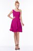 ColsBM Kennedi Hot Pink Romantic Fit-n-Flare One Shoulder Zip up Chiffon Knee Length Bridesmaid Dresses
