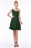 ColsBM Kennedi Hunter Green Romantic Fit-n-Flare One Shoulder Zip up Chiffon Knee Length Bridesmaid Dresses