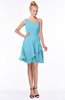 ColsBM Kennedi Light Blue Romantic Fit-n-Flare One Shoulder Zip up Chiffon Knee Length Bridesmaid Dresses
