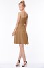 ColsBM Kennedi Light Brown Romantic Fit-n-Flare One Shoulder Zip up Chiffon Knee Length Bridesmaid Dresses