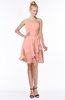 ColsBM Kennedi Peach Romantic Fit-n-Flare One Shoulder Zip up Chiffon Knee Length Bridesmaid Dresses