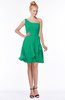 ColsBM Kennedi Sea Green Romantic Fit-n-Flare One Shoulder Zip up Chiffon Knee Length Bridesmaid Dresses