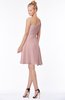 ColsBM Kennedi Silver Pink Romantic Fit-n-Flare One Shoulder Zip up Chiffon Knee Length Bridesmaid Dresses