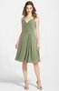 ColsBM Ariadne Moss Green Gorgeous A-line Sleeveless Zip up Chiffon Knee Length Bridesmaid Dresses