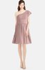 ColsBM Lynn Blush Pink Modest A-line One Shoulder Short Sleeve Chiffon Ruching Bridesmaid Dresses