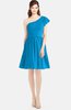 ColsBM Lynn Cornflower Blue Modest A-line One Shoulder Short Sleeve Chiffon Ruching Bridesmaid Dresses