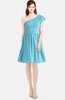 ColsBM Lynn Light Blue Modest A-line One Shoulder Short Sleeve Chiffon Ruching Bridesmaid Dresses