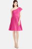 ColsBM Lynn Rose Pink Modest A-line One Shoulder Short Sleeve Chiffon Ruching Bridesmaid Dresses