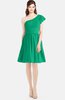 ColsBM Lynn Sea Green Modest A-line One Shoulder Short Sleeve Chiffon Ruching Bridesmaid Dresses