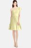 ColsBM Lynn Soft Yellow Modest A-line One Shoulder Short Sleeve Chiffon Ruching Bridesmaid Dresses