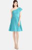 ColsBM Lynn Turquoise Modest A-line One Shoulder Short Sleeve Chiffon Ruching Bridesmaid Dresses