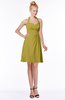 ColsBM Charlee Golden Olive Hippie A-line Halter Sleeveless Knee Length Bridesmaid Dresses