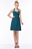 ColsBM Charlee Moroccan Blue Hippie A-line Halter Sleeveless Knee Length Bridesmaid Dresses