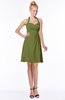 ColsBM Charlee Olive Green Hippie A-line Halter Sleeveless Knee Length Bridesmaid Dresses