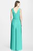 ColsBM Jazmine Blue Turquoise Gorgeous A-line V-neck Sleeveless Floor Length Ruching Bridesmaid Dresses