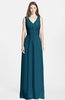 ColsBM Jazmine Moroccan Blue Gorgeous A-line V-neck Sleeveless Floor Length Ruching Bridesmaid Dresses