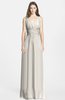 ColsBM Jazmine Off White Gorgeous A-line V-neck Sleeveless Floor Length Ruching Bridesmaid Dresses