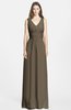 ColsBM Jazmine Otter Gorgeous A-line V-neck Sleeveless Floor Length Ruching Bridesmaid Dresses