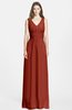 ColsBM Jazmine Rust Gorgeous A-line V-neck Sleeveless Floor Length Ruching Bridesmaid Dresses