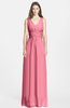 ColsBM Jazmine Watermelon Gorgeous A-line V-neck Sleeveless Floor Length Ruching Bridesmaid Dresses
