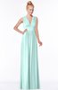 ColsBM Carolyn Blue Glass Classic V-neck Sleeveless Zip up Ruching Bridesmaid Dresses