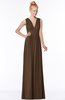 ColsBM Carolyn Chocolate Brown Classic V-neck Sleeveless Zip up Ruching Bridesmaid Dresses