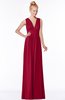 ColsBM Carolyn Dark Red Classic V-neck Sleeveless Zip up Ruching Bridesmaid Dresses