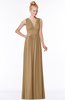 ColsBM Carolyn Indian Tan Classic V-neck Sleeveless Zip up Ruching Bridesmaid Dresses