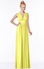 ColsBM Carolyn Pale Yellow Classic V-neck Sleeveless Zip up Ruching Bridesmaid Dresses