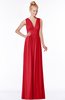 ColsBM Carolyn Red Classic V-neck Sleeveless Zip up Ruching Bridesmaid Dresses