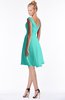 ColsBM Chloe Blue Turquoise Classic Fit-n-Flare Zip up Chiffon Knee Length Ruching Bridesmaid Dresses