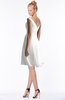 ColsBM Chloe Cloud White Classic Fit-n-Flare Zip up Chiffon Knee Length Ruching Bridesmaid Dresses