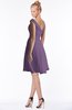 ColsBM Chloe Eggplant Classic Fit-n-Flare Zip up Chiffon Knee Length Ruching Bridesmaid Dresses