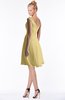 ColsBM Chloe Gold Classic Fit-n-Flare Zip up Chiffon Knee Length Ruching Bridesmaid Dresses
