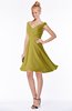 ColsBM Chloe Golden Olive Classic Fit-n-Flare Zip up Chiffon Knee Length Ruching Bridesmaid Dresses