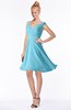 ColsBM Chloe Light Blue Classic Fit-n-Flare Zip up Chiffon Knee Length Ruching Bridesmaid Dresses