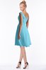ColsBM Chloe Light Blue Classic Fit-n-Flare Zip up Chiffon Knee Length Ruching Bridesmaid Dresses