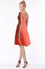 ColsBM Chloe Living Coral Classic Fit-n-Flare Zip up Chiffon Knee Length Ruching Bridesmaid Dresses