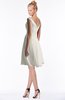 ColsBM Chloe Off White Classic Fit-n-Flare Zip up Chiffon Knee Length Ruching Bridesmaid Dresses